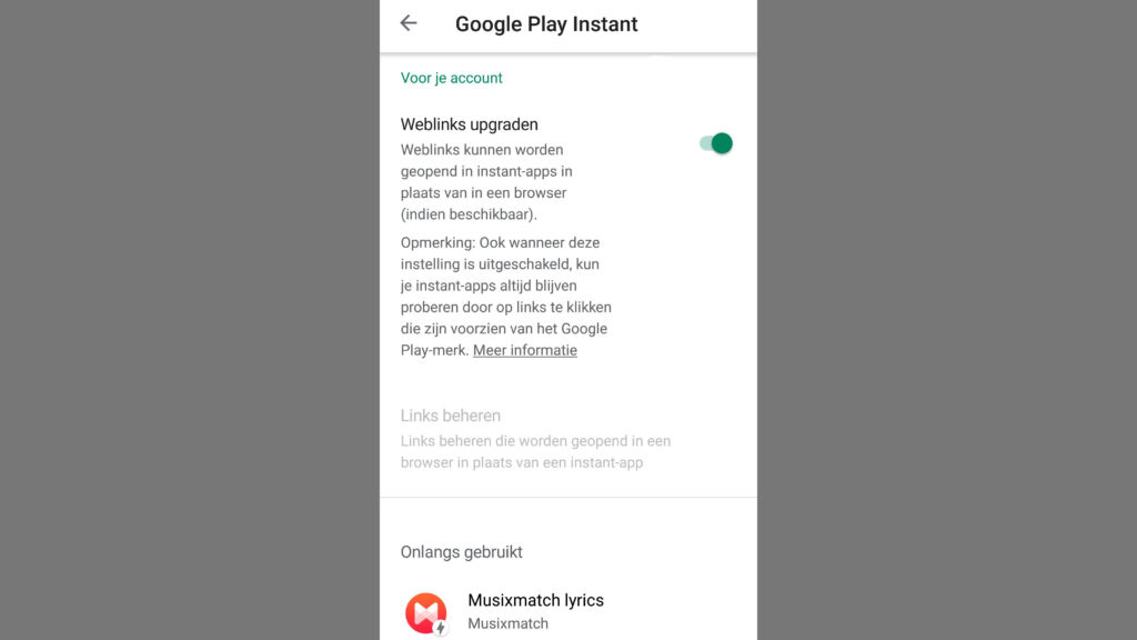 instant app instellen